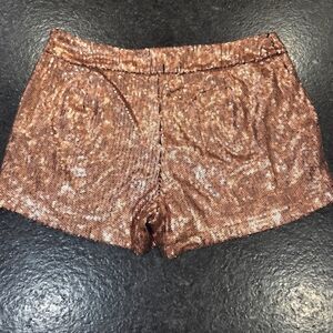 Forever 21 Brown Sequin Shorts With Pockets Sparkle Christmas Party‎ Women 26